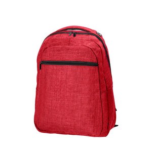 EgotierPro 38010 - Denim-Style Polyester Backpack with Laptop Compartment BITONE Red