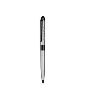 EgotierPro 38513 - Black Metal Ballpoint Pen with Pointer FRAC Silver