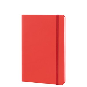 EgotierPro 39567 - A5 Notebook with PU Cover & Elastic Band, 96 Cream Striped Sheets LINED Red