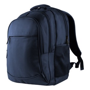 EgotierPro 50688 - RPET Backpack with Laptop Compartment & Pockets TERRA Navy Blue