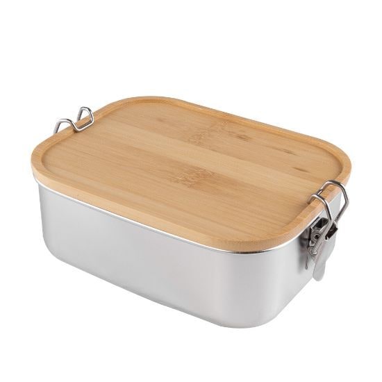 EgotierPro 52070 - Stainless Steel Lunch Box, Bamboo Lid PAPAYA
