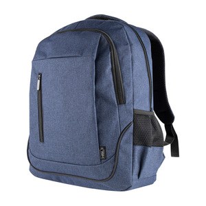 EgotierPro 52545 - RPET Polyester Congress Backpack with Padding Blue