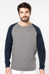 Kariban K491 - Mens organic two-tone round neck sweatshirt with raglan sleeves