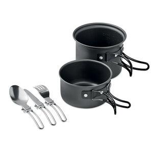 GiftRetail MO6337 - POTTY SET 2 camping pots with cutlery