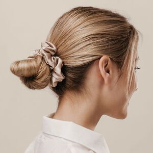 EgotierPro 52530 - Satin Scrunchie with Textile Label COMBIN