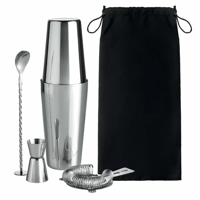 GiftRetail MO6224 - BOSTON Premium Stainless Steel Cocktail Shaker Set 750ml shiny silver